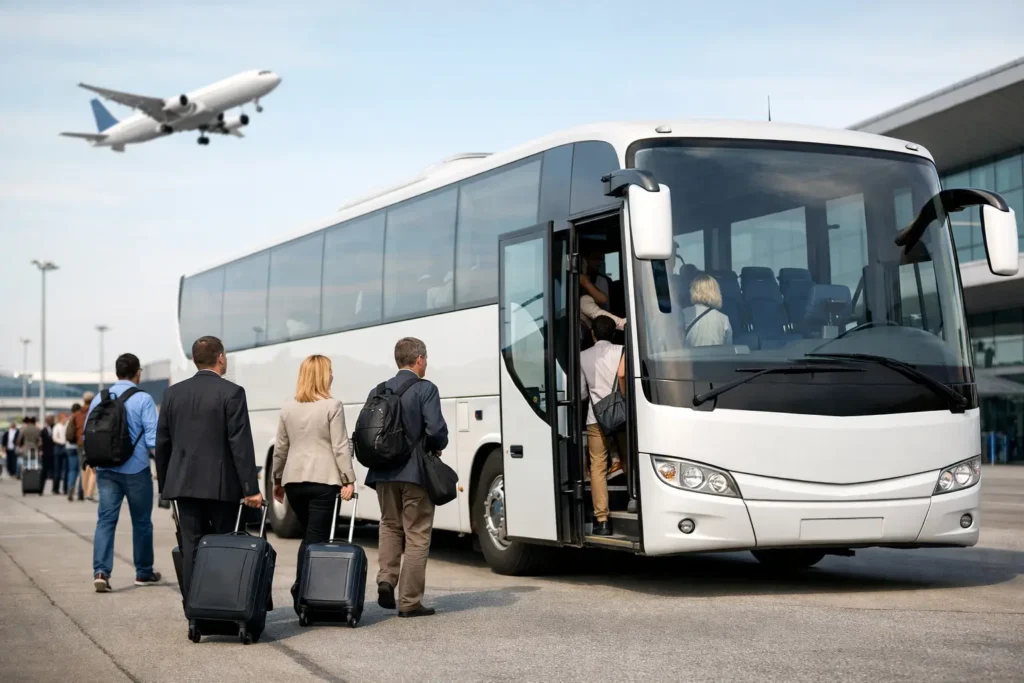 Bus na lotnisko dla 60 osób bez chaosu